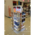 Custom Wood Shelving Acrylic Led Illuminated Signage Cosmetics Nail Bar Free Standing Display Unit